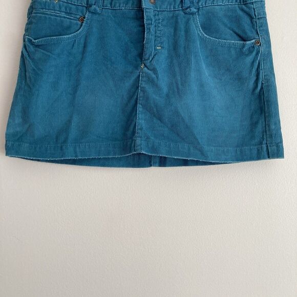 American Eagle Corduroy Mini Skirt Womens Size 6 Teal Blue Pockets Y2K New - Picture 4 of 8